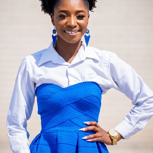 Elegant Blue Women's Dress - Picture 2 of 3